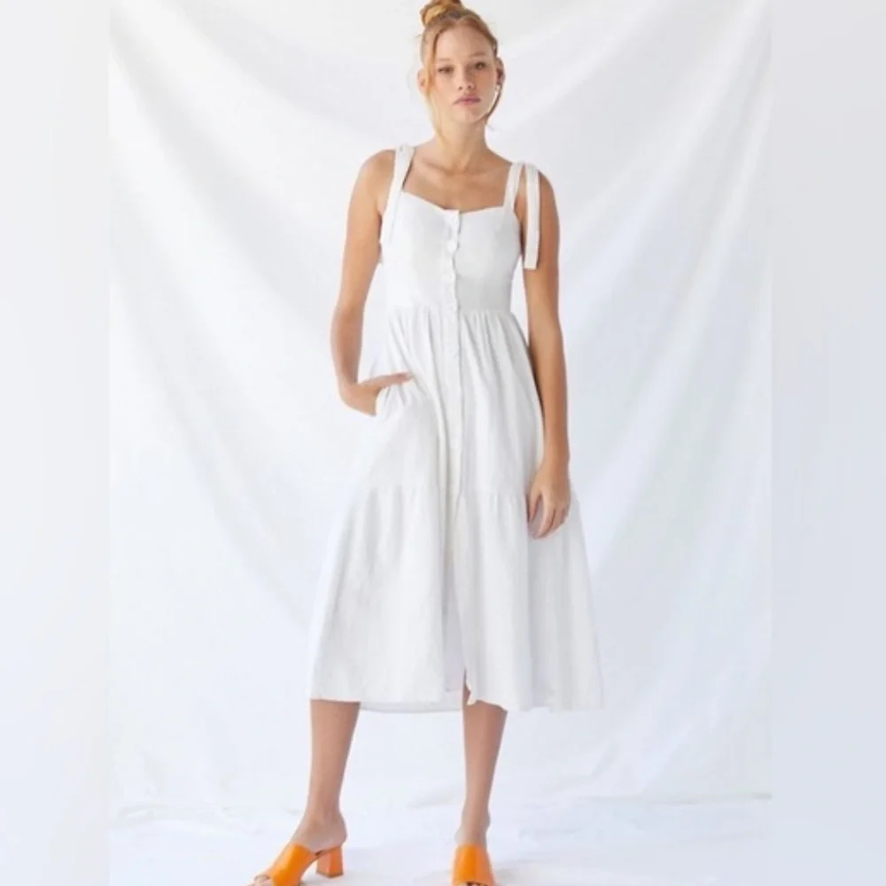 UO | White cotton midi, coastal, cottagecore dress - Picture 3 of 8